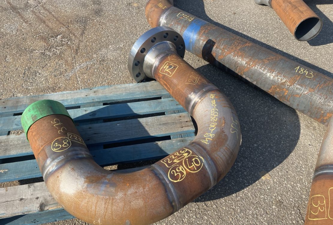 Industrial piping spool after X-ray inspection