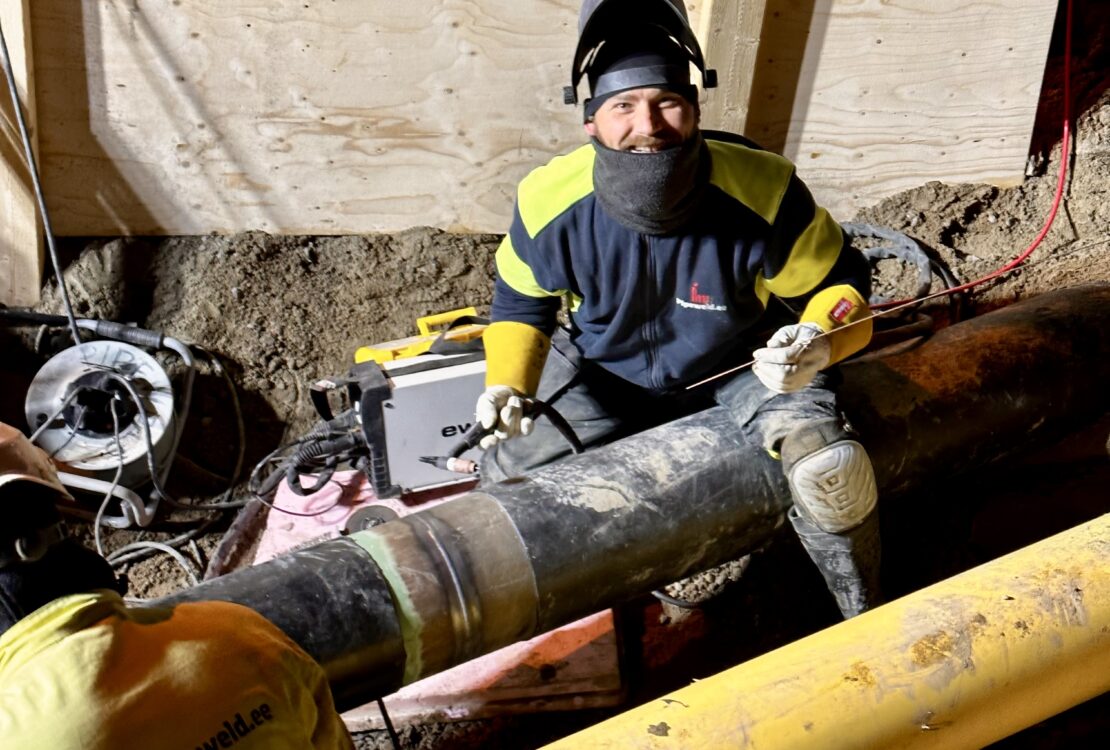 Mechanical Contractor — welder joining an external gas pipeline.