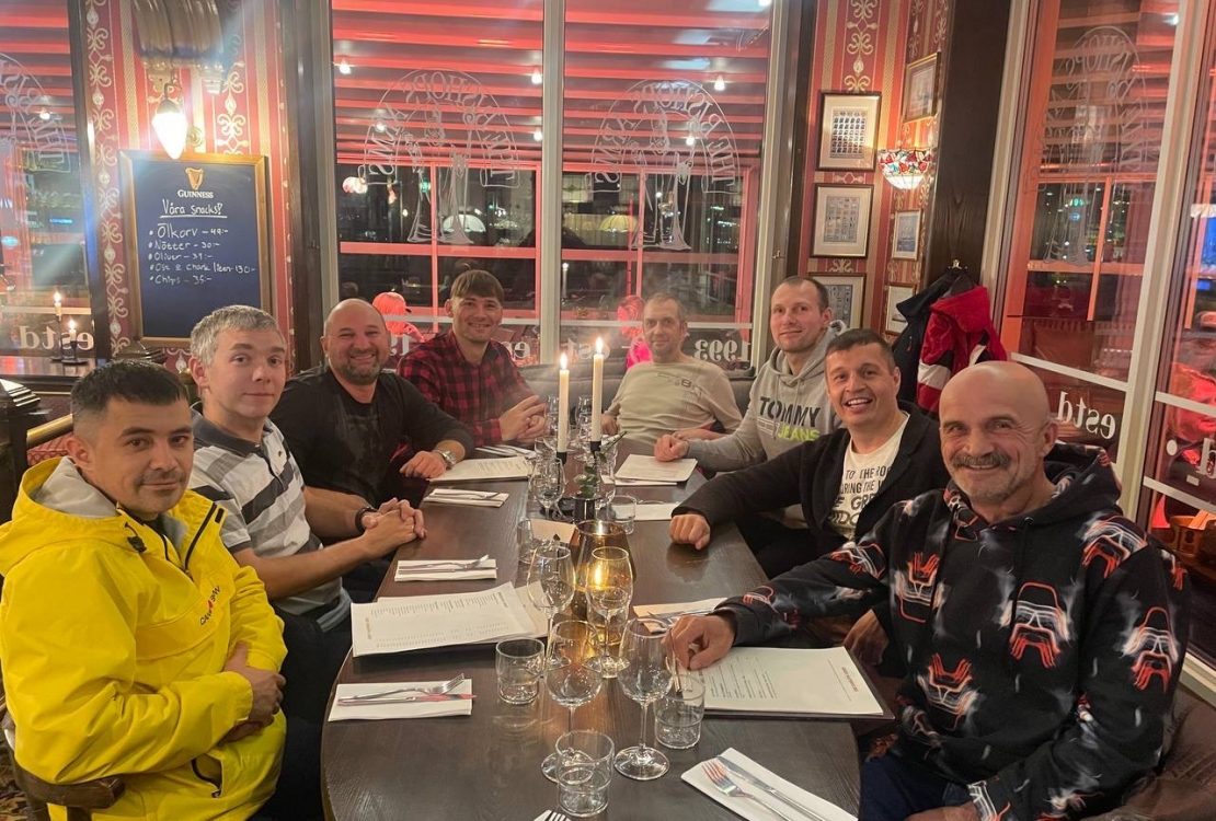 Team of pipe welders and fitters on Christmas break.